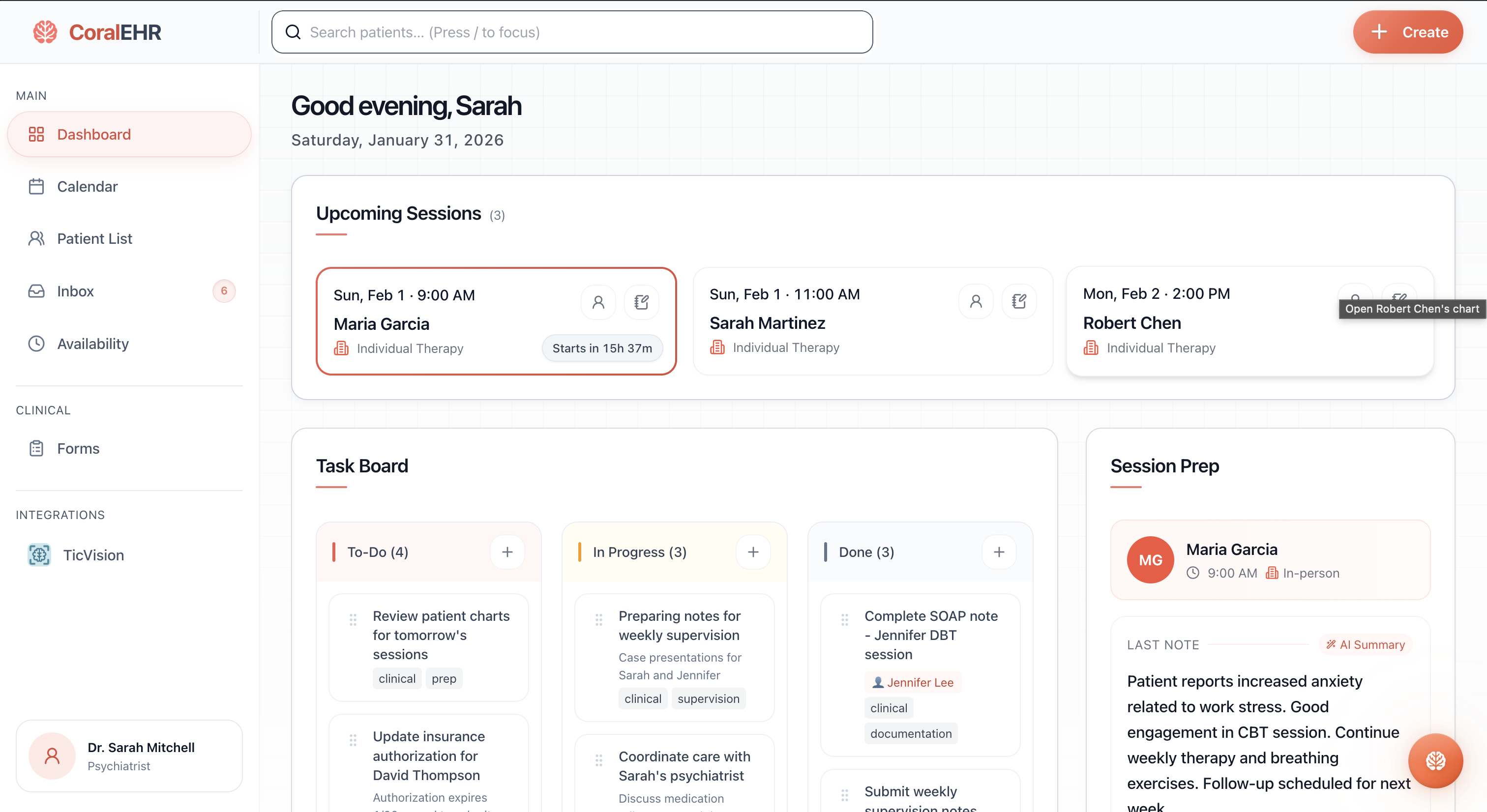 CoralEHR demo preview